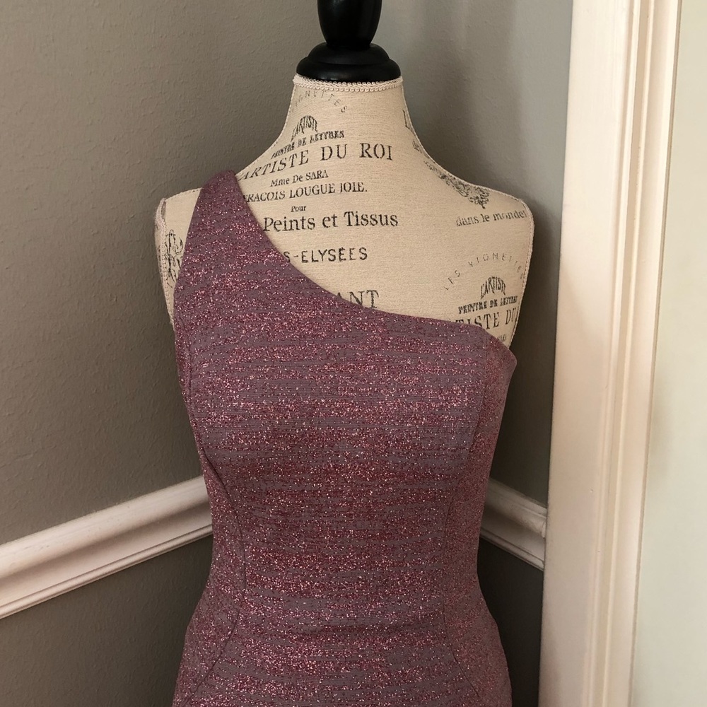 🔴CLEARANCE NEW JOVANI SZ 10 MAUVE SHIMMER NUDE ILLUSION ONE SHOULDER FORMAL GOWN - Picture 3 of 16
